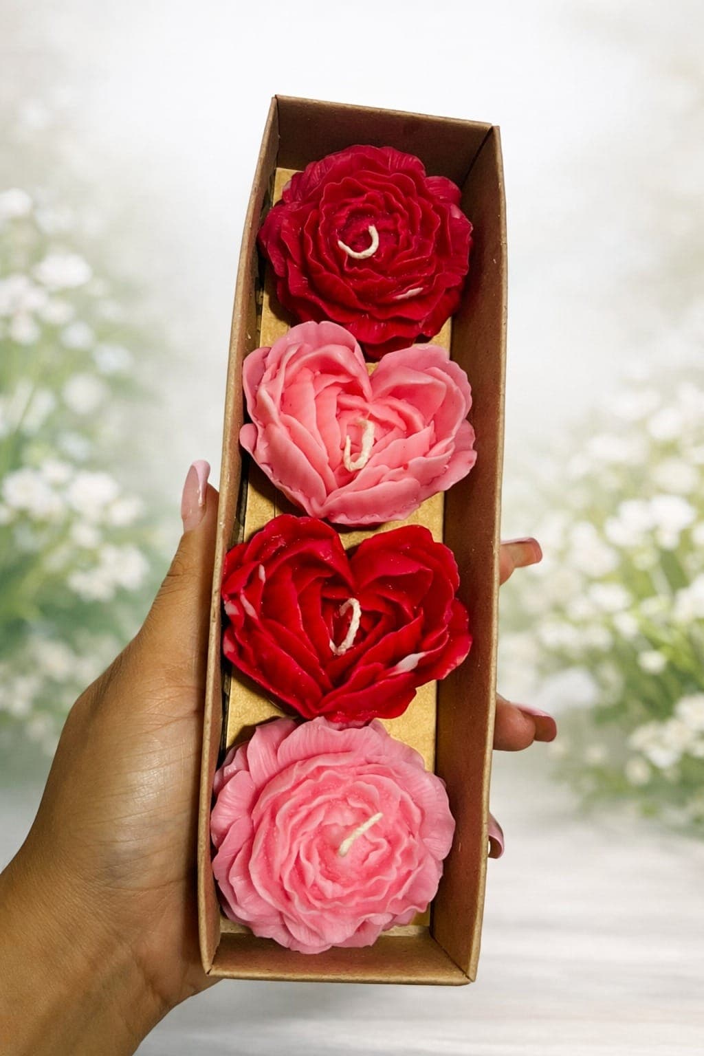 Cajita rosas corazón y peonías