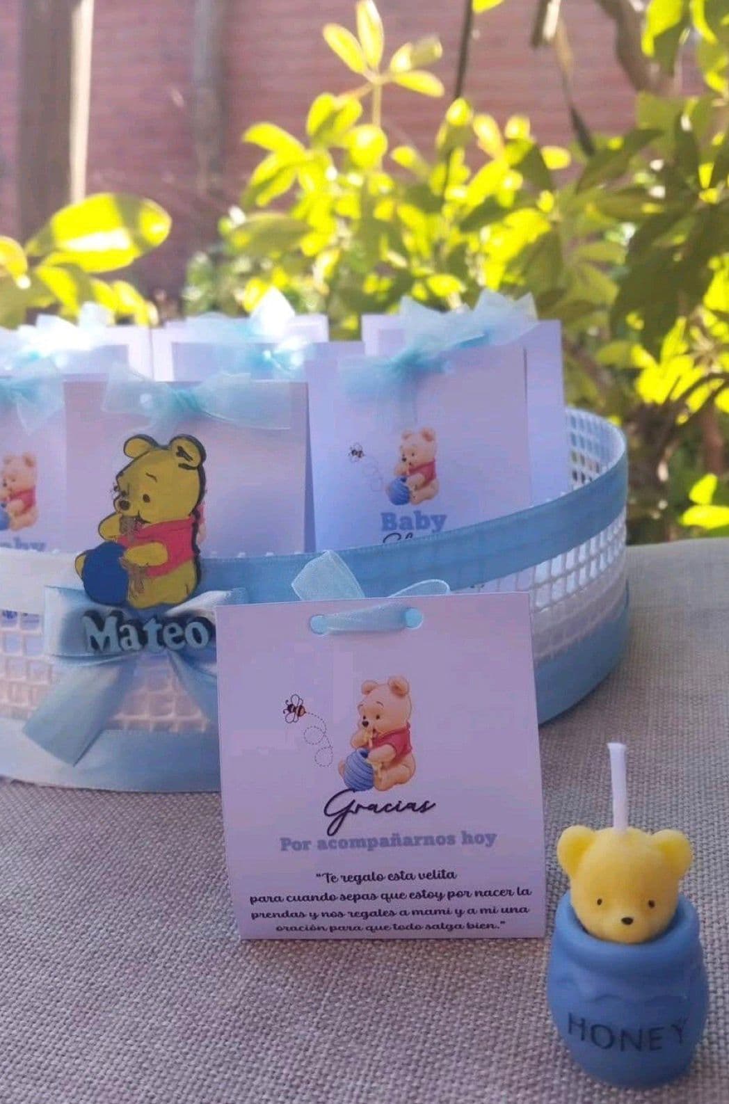 Osito honey baby shower con tarjeta