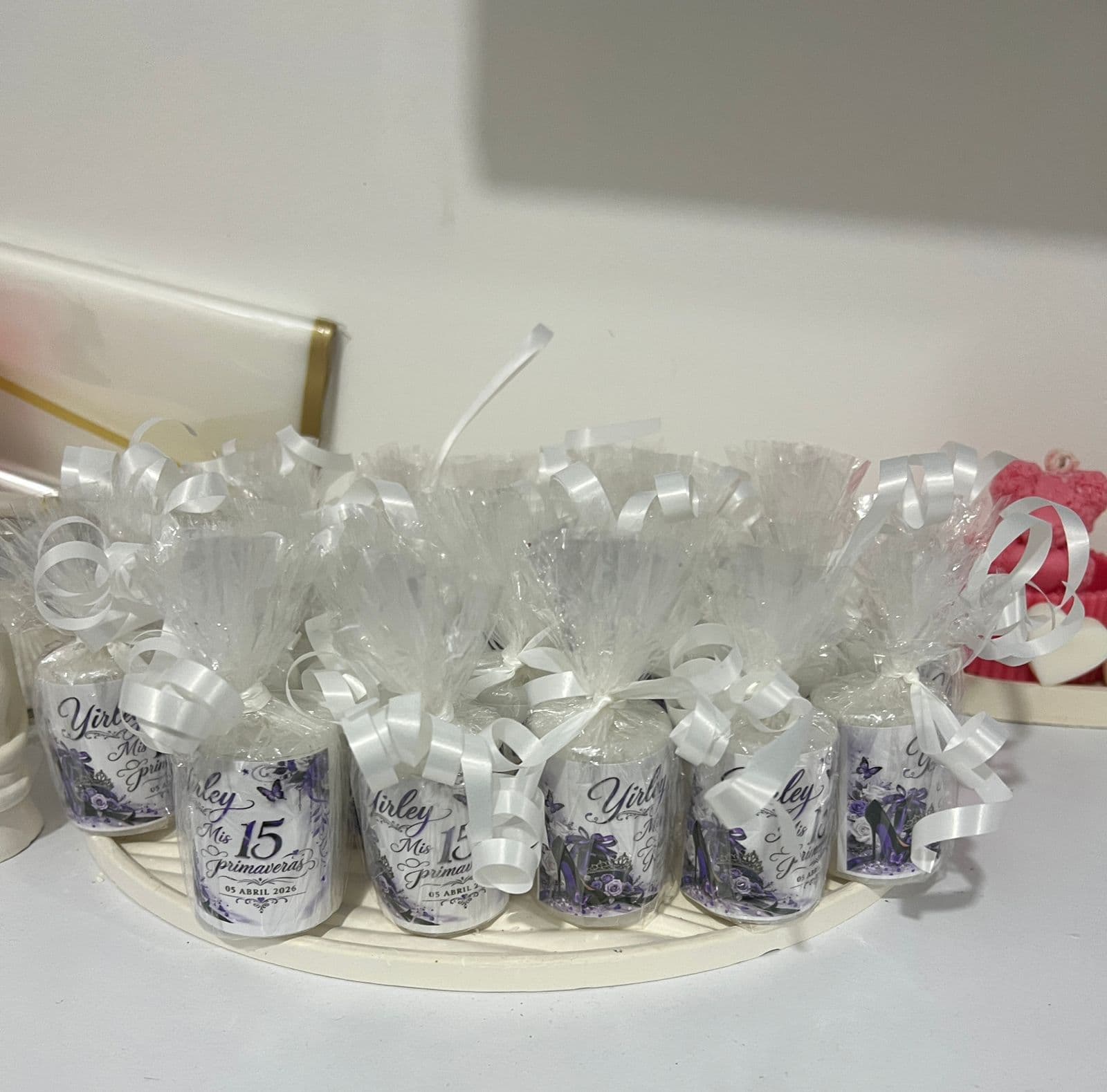 Velas personalizadas 15 años morada