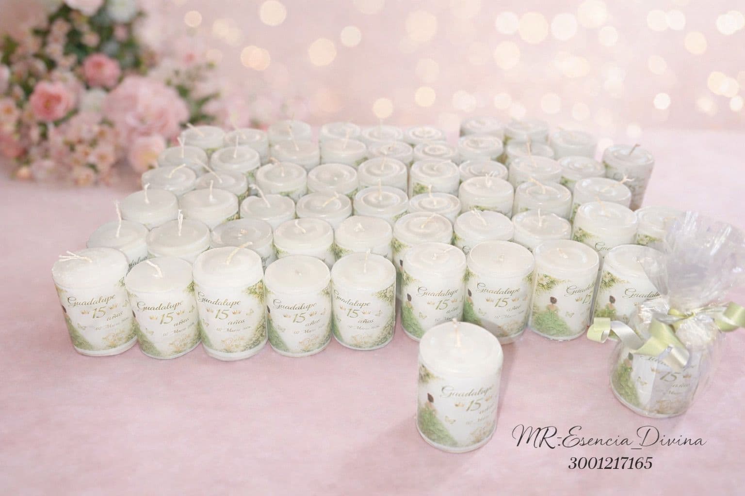 Velas personalizadas 15 años estilo naturaleza
